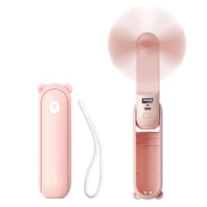 Jisulife Life8 bærbar USB-vifte med powerbank 2000 mAh – rosa