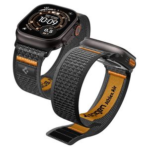 Spigen Athlex Air 2 Kellonranneke Apple Watch 44/45/46/49mm  - Musta/Oranssi