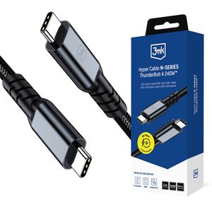 Hurtel Hyper Cable N-Series USB-C / USB-C Thunderbolt 4 2m 240W 40Gb/s 8K60Hz - Sort
