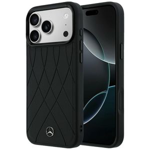 Mercedes Leather Crossed Lines MagSafe -kuori till iPhone 17 Pro Max - Musta