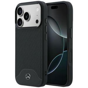 Mercedes Leather Wood Effect MagSafe -kuori till iPhone 17 Pro - Musta