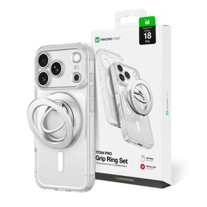AmazingThing Titan Pro Lens Ring Set MagSafe -kuori till iPhone 18 Pro - Läpinäkyvä