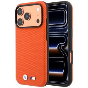BMW Quadrille Kevlar Metal Logo MagSafe -kuori Rengasjalusta  iPhone 17 Pro Max/18 Pro Max:lle - Oranssi