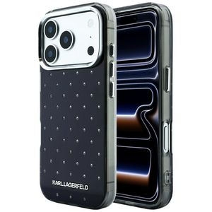 Karl Lagerfeld Rhinestones & Logo -kuori Rengasjalusta  iPhone 17 Pro/18 Pro:lle - Musta