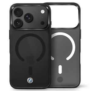 BMW Frosted & Metal Logo MagSafe -kuori  iPhone 17 Pro Max/18 Pro Max:lle - Musta