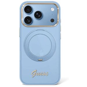 Guess Script Metal Logo MagSafe -kuori  iPhone 17 Pro/18 Pro:lle - Vaaleansininen