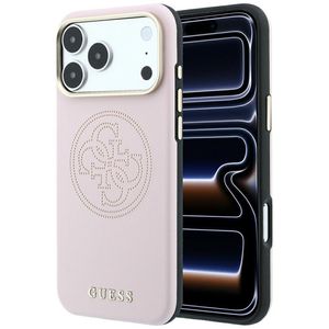 Guess Perforated 4G Gold Logo MagSafe -kuori  iPhone 17 Pro/18 Pro:lle - Vaaleanpunainen