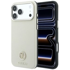 Guess Grained Round Strass Logo MagSafe -kuori till iPhone 18 Pro Max/17 Pro Max - Beige