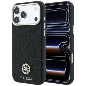 Guess Grained Round Strass Logo MagSafe -kuori till iPhone 18 Pro/17 Pro - Musta