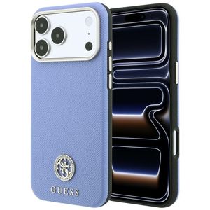 Guess Grained Round Strass Logo MagSafe -kuori till iPhone 18 Pro/17 Pro - Sininen