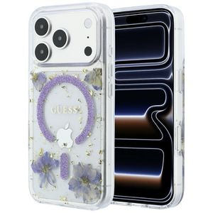 Guess Resin Flowers Glitter MagSafe -kuori till iPhone 18 Pro Max / 17 Pro Max - Violetti