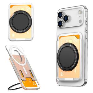 Magnetisk kortholder for mobiltelefon med ringstativ - gjennomsiktig