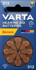 VARTA hörapparatbatterier 312, 3 kartor med totalt 24st