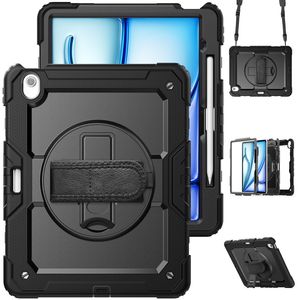 iPad Air 13" 2026/2025/2024 Cover med skærmbeskyttelse og skulderrem - Sort