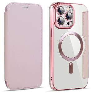 iPhone 14 Pro Max Wallet Cover MagSafe RFID Card Holder - Pink