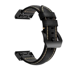 Garmin Fenix 5X Klokkereim i ekte skinn - Svart