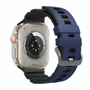 Apple Watch 49/46/44/42mm Tvåfärgat Klockarmband Silikon - Blå/Svart