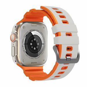 Apple Watch 49/46/44/42mm Tvåfärgat Klockarmband Silikon - Vit/Orange