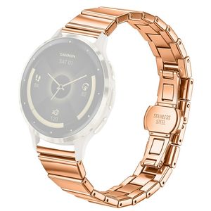 Garmin Forerunner 265S Rustfri Stål Urrem Sommerfuglespænde - Rosaguld