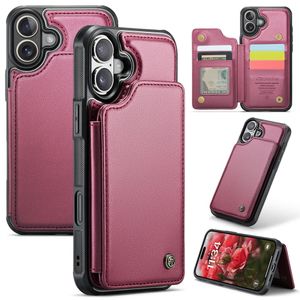 CASEME iPhone 16 Plus Case with 5 Card slots - Red