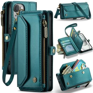 CASEME iPhone 15 Wallet Cover RFID Blocking Card Holder Stand - Green