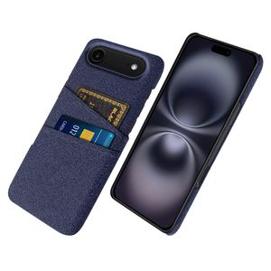 iPhone 17 Air Skal i Textil med 2 Kortfack - Blå