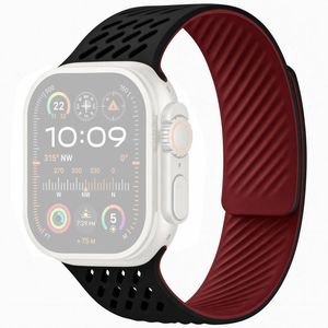 Apple Watch 42 / 41/ 40 / 38mm Klockarmband i Silikon - Svart/Vinröd