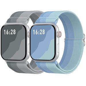 AHASTYLE WE26 Apple Watch 42/41/40/38mm Klockarmband i Nylon, 2st - Grå/Blå