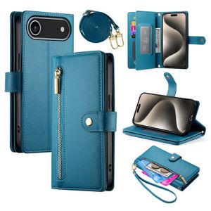 iPhone 17 Air Plånboksfodral med Bärrem - Blå
