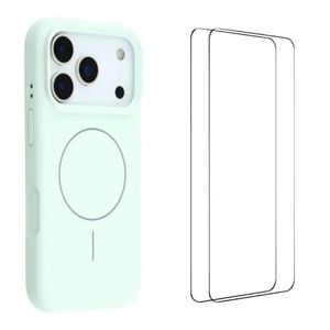 iPhone 18 Pro Max MagSafe-yhteensopiva kuori kahdella näytönsuojalla - vihreä