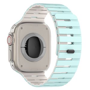 Apple Watch 49/46/44/42mm Kaksivärinen silikoni kellonranneke - Sininen/valkoinen