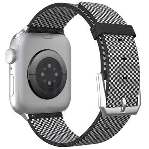 Apple Watch 42 / 41/ 40 / 38mm Justerbart klockarmband i nylon - Svart/Vit