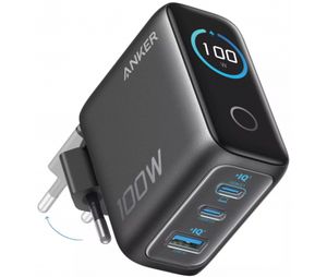 Anker Smart Display vægoplader 100W, 1x USB-A/2x USB-C med USB-C kabel – Grå