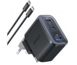 Anker Nano väggladdare 70W, 3.5A, 1x USB-A / 2x USB-C – grå