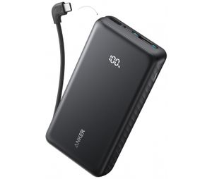 Anker Zolo varavirtalähde 10000mAh, 22.5W QC+PD USB-C-kaapelilla - Musta