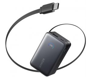 Anker Nano Powerbank 10.000mAh, 45W, QC + PD med USB-C-kabel - Sort