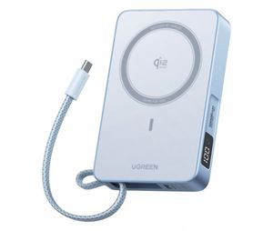 Ugreen MagFlow PB773 MagSafe -varavirtalähde 10000mAh, 25W, USB-C-kaapelilla - sininen
