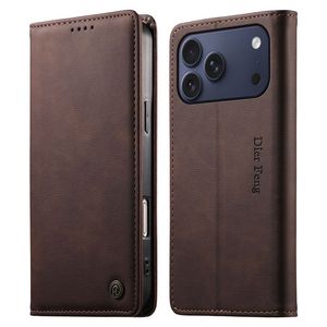 DIERFENG iPhone 18 Pro Max/17 Pro Max Lommeboketui RFID-blokkerende - Mørk brun