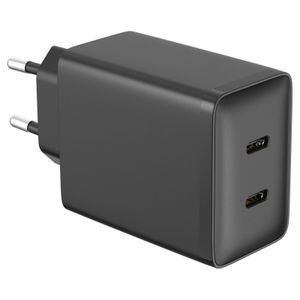 Pikalaturi USB-C 2-porttinen GaN PD, 45 W - Musta