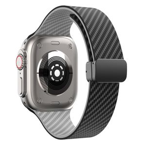 Apple Watch 42 / 41/ 40 / 38mm Klockarmband kolfibertextur - Svart/Grå