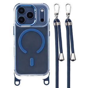 iPhone 17 Pro Max MagSafe Kuori kaulanauhalla - Läpinäkyvä sininen