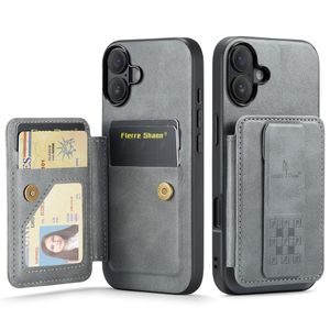 FIERRE SHANN iPhone 16 Case with Card slots - Grey