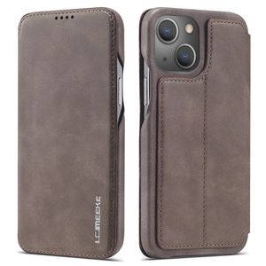 LC.IMEEKE iPhone 14 Lommeboketui med Stativ/Kortholder – Mørk brun