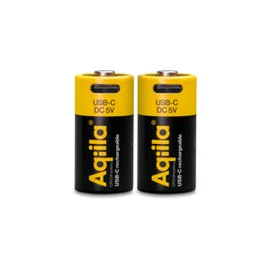 Aqiila Li-ion 750mah genopladeligt CR123A batteri med USB-C - 2-pak