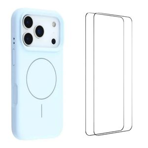 iPhone 18 Pro Max MagSafe-yhteensopiva kuori kahdella näytönsuojalla - sininen