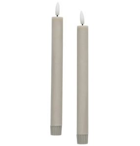 LED Dinerkaarsen Grijs 24cm 2-pack op Batterijen met Timer