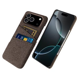 iPhone 17 Pro Kuori, Tekstiili, 2 Korttipaikka - ruskea