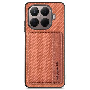 Xiaomi 17T Pro Skal med plånbok och kolfiberstruktur - Brun