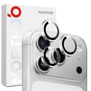 NORTHJO iPhone 18 Pro/18 Pro Max -linssinsuoja karkaistusta lasista, metallirengas - läpinäkyvä