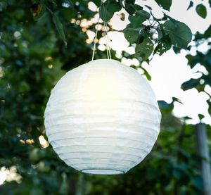Solcellelykt rislampe rund – hengende, hvit